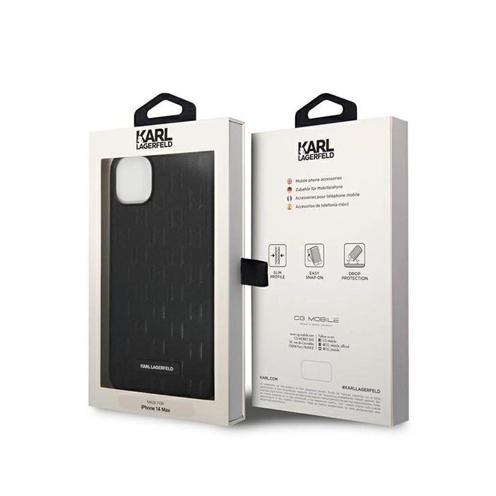 Karl Lagerfeld KLHCP14MSAKLHPK iPhone 14 Plus 6.7 deklas juodas / juodas Saffiano Mono Metal Logo