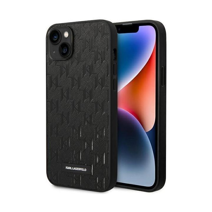 Karl Lagerfeld KLHCP14MSAKLHPK iPhone 14 Plus 6.7 deklas juodas / juodas Saffiano Mono Metal Logo