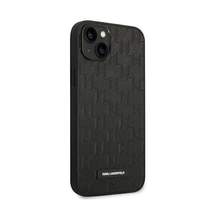 Karl Lagerfeld KLHCP14MSAKLHPK iPhone 14 Plus 6.7 deklas juodas / juodas Saffiano Mono Metal Logo