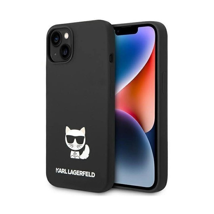 Karl Lagerfeld KLHCP14MSLCTBK iPhone 14 Plus 6.7 deklas juodas / juodas silikoninis Choupette korpusas