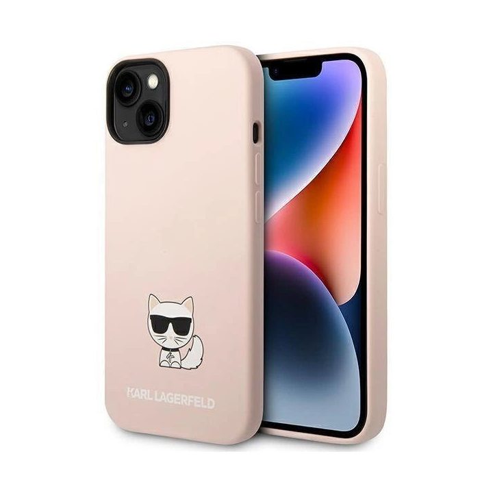 Karl Lagerfeld KLHCP14MSLCTPI iPhone 14 Plus 6.7 deklas šviesiai rožinis / šviesiai rožinis silikoninis Choupette korpusas