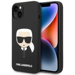 Karl Lagerfeld KLHCP14MSLKHBK iPhone 14 Plus 6.7 deklas juodas / juodas silikoninis Karl`s Head