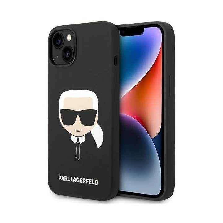 Karl Lagerfeld KLHCP14MSLKHBK iPhone 14 Plus 6.7 deklas juodas / juodas silikoninis Karl`s Head