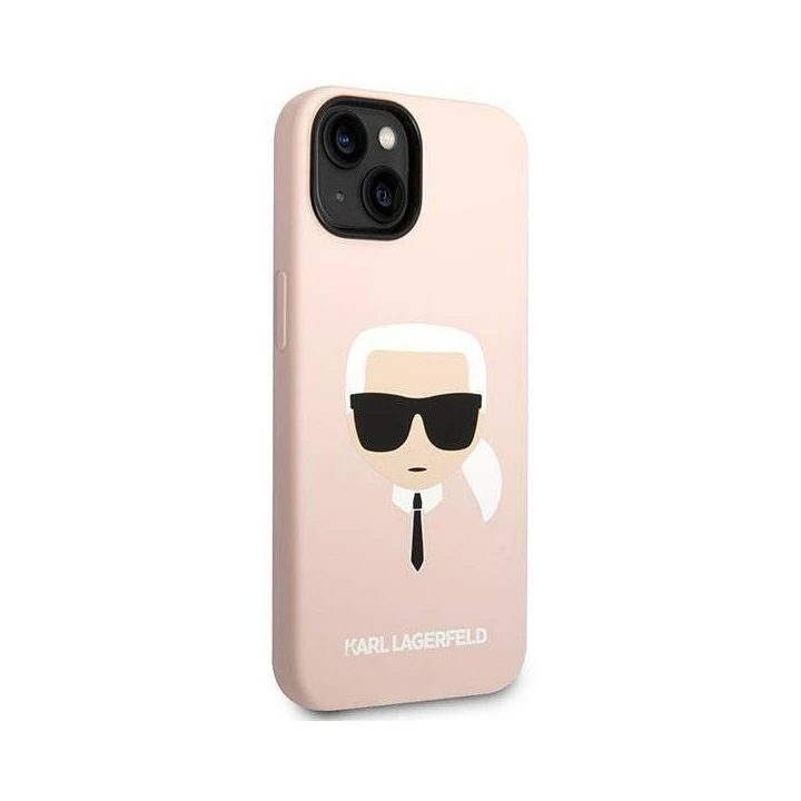 Karl Lagerfeld KLHCP14MSLKHLP iPhone 14 Plus 6.7 deklas rožinis / rožinis Silikonas Karl's Head