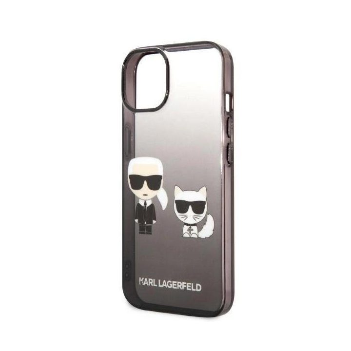 Karl Lagerfeld KLHCP14MTGKCK iPhone 14 Plus 6,7 deklas juodas / juodas Gradientas Ikonik Karl & Choupette