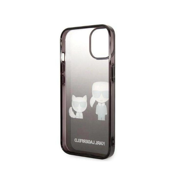 Karl Lagerfeld KLHCP14MTGKCK iPhone 14 Plus 6,7 deklas juodas / juodas Gradientas Ikonik Karl & Choupette