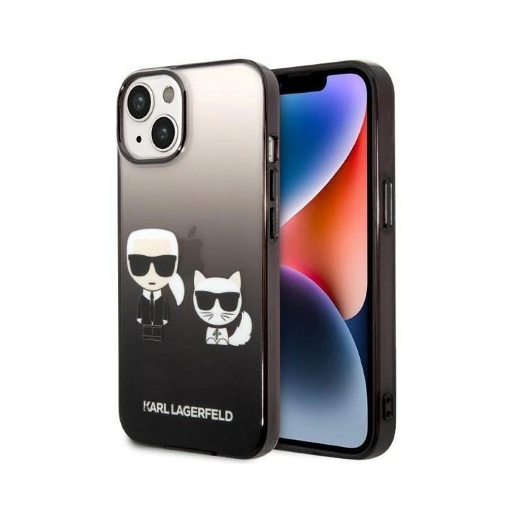 Karl Lagerfeld KLHCP14MTGKCK iPhone 14 Plus 6,7 deklas juodas / juodas Gradientas Ikonik Karl & Choupette
