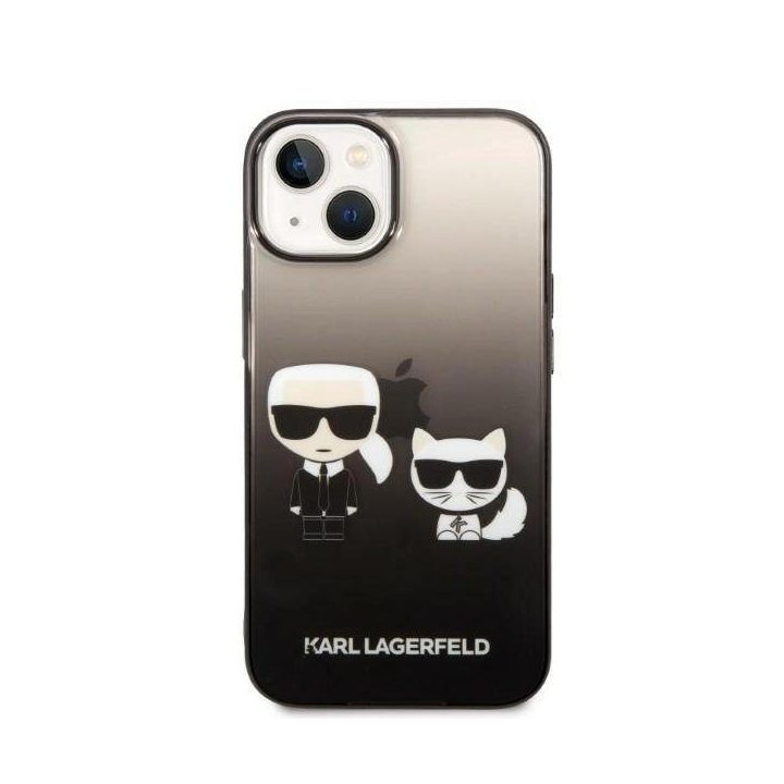 Karl Lagerfeld KLHCP14MTGKCK iPhone 14 Plus 6,7 deklas juodas / juodas Gradientas Ikonik Karl & Choupette