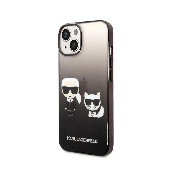 Karl Lagerfeld KLHCP14MTGKCK iPhone 14 Plus 6,7 deklas juodas / juodas Gradientas Ikonik Karl & Choupette