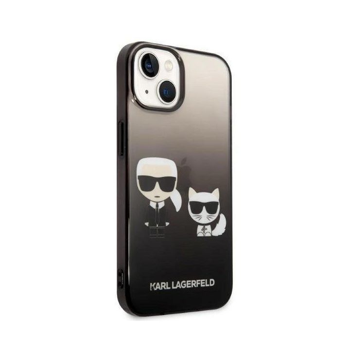 Karl Lagerfeld KLHCP14MTGKCK iPhone 14 Plus 6,7 deklas juodas / juodas Gradientas Ikonik Karl & Choupette