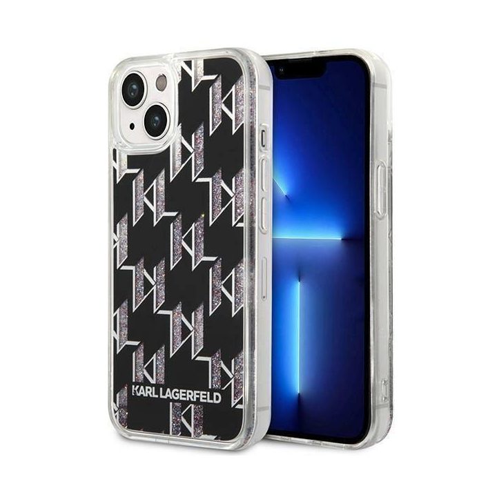 Karl Lagerfeld KLHCP14SLMNMK iPhone 14 6.1 deklas juodas / juodas Liquid Glitter Monogram