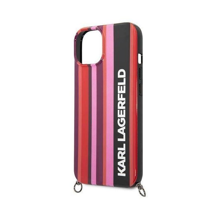 Karl Lagerfeld KLHCP14SSTSTP iPhone 14 6.1 deklas rožinis / rožinis Spalvotų juostelių dirželis