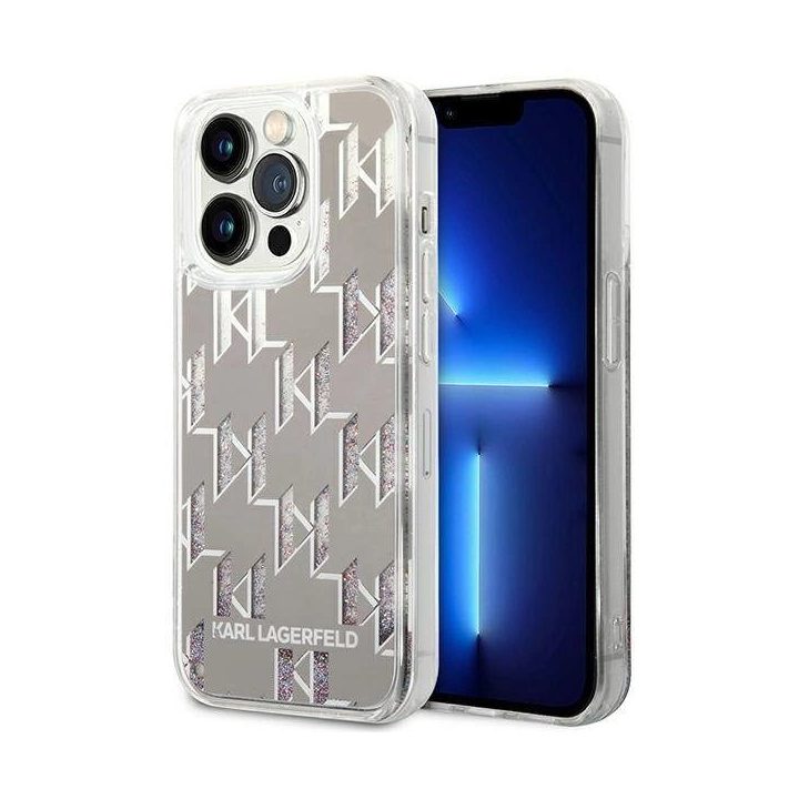 Karl Lagerfeld KLHCP14XLMNMS iPhone 14 Pro Max 6.7 deklas sidabrinis / sidabrinis Liquid Glitter Monogram