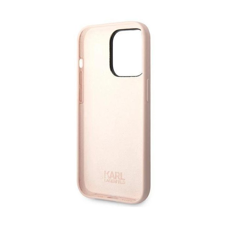 Karl Lagerfeld KLHCP14XSLCTPI iPhone 14 Pro Max 6.7 deklas šviesiai rožinis / šviesiai rožinis silikoninis Choupette korpusas