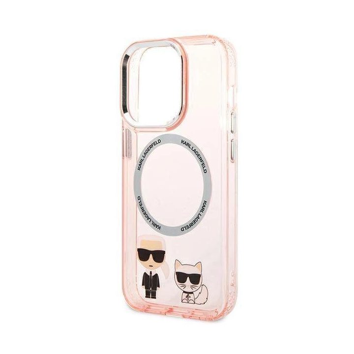 Karl Lagerfeld KLHMP14LHKCP iPhone 14 Pro 6.1 deklas rausvas/rožinis Karl & Choupette Aliuminis Magsafe