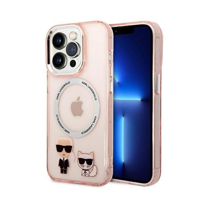 Karl Lagerfeld KLHMP14LHKCP iPhone 14 Pro 6.1 deklas rausvas/rožinis Karl & Choupette Aliuminis Magsafe