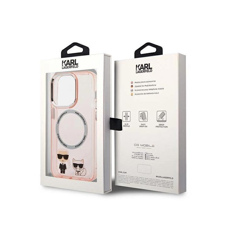 Karl Lagerfeld KLHMP14LHKCP iPhone 14 Pro 6.1 deklas rausvas/rožinis Karl & Choupette Aliuminis Magsafe