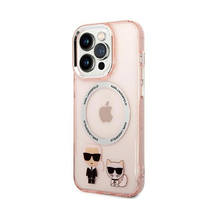 Karl Lagerfeld KLHMP14LHKCP iPhone 14 Pro 6.1 deklas rausvas/rožinis Karl & Choupette Aliuminis Magsafe