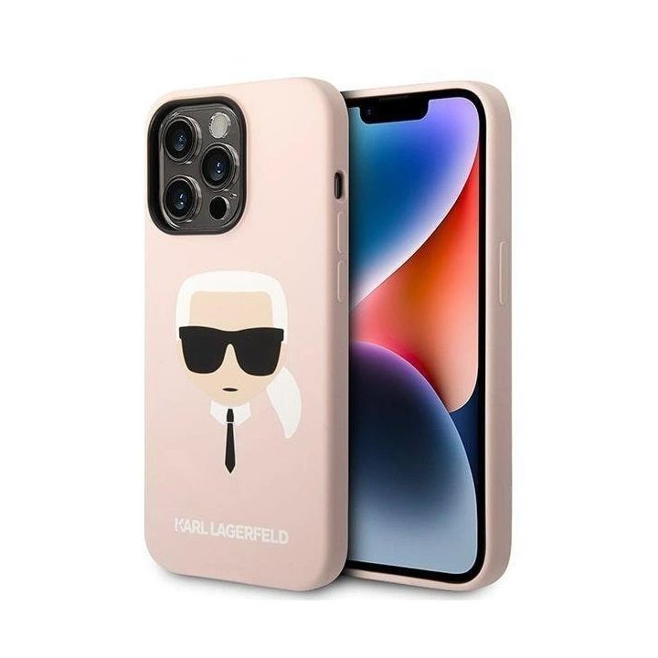 Karl Lagerfeld KLHMP14LSLKHLP iPhone 14 Pro 6.1 deklas šviesiai rožinis / šviesiai rožinis Silikoninis Karl`s Head Magsafe