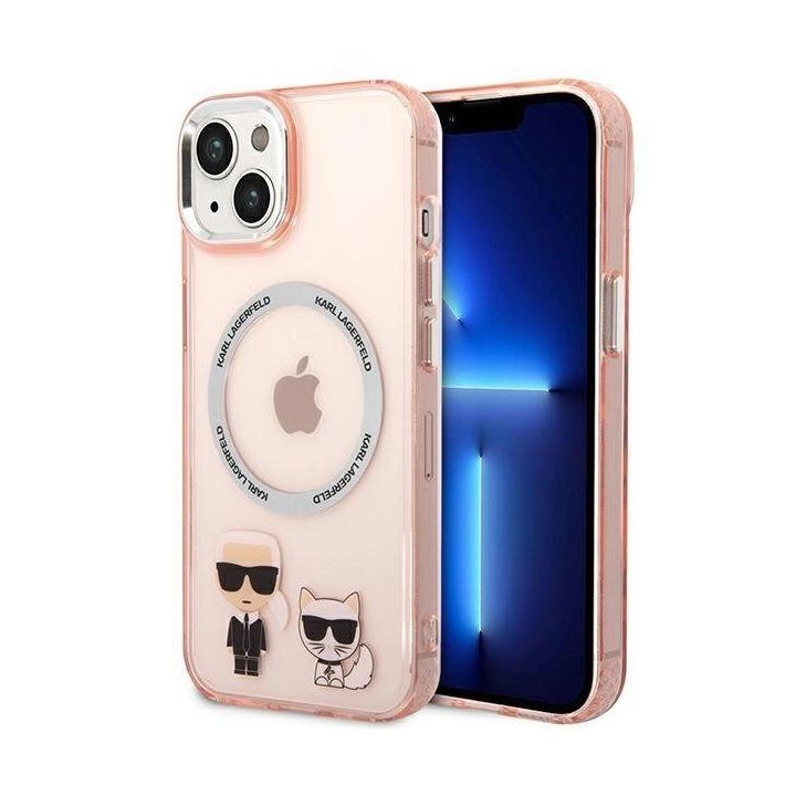 Karl Lagerfeld KLHMP14MHHKCP iPhone 14 Plus 6.7 deklas rožinis / rožinis Karl & Choupette Aluminum Magsafe