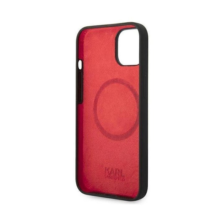 Karl Lagerfeld KLHMP14MSLCHBK iPhone 14 Plus 6.7 deklas juodas / juodas Silikoninis Choupette Head Magsafe