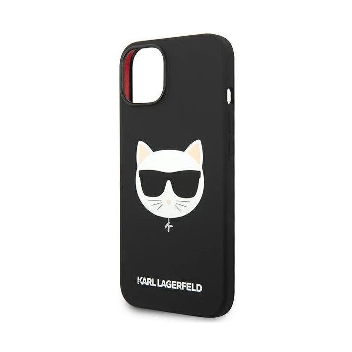 Karl Lagerfeld KLHMP14MSLCHBK iPhone 14 Plus 6.7 deklas juodas / juodas Silikoninis Choupette Head Magsafe