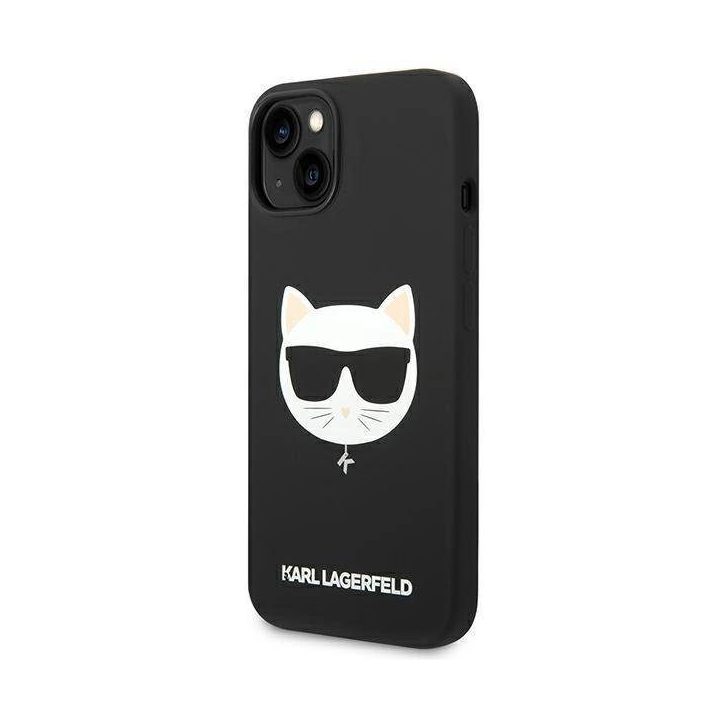 Karl Lagerfeld KLHMP14MSLCHBK iPhone 14 Plus 6.7 deklas juodas / juodas Silikoninis Choupette Head Magsafe