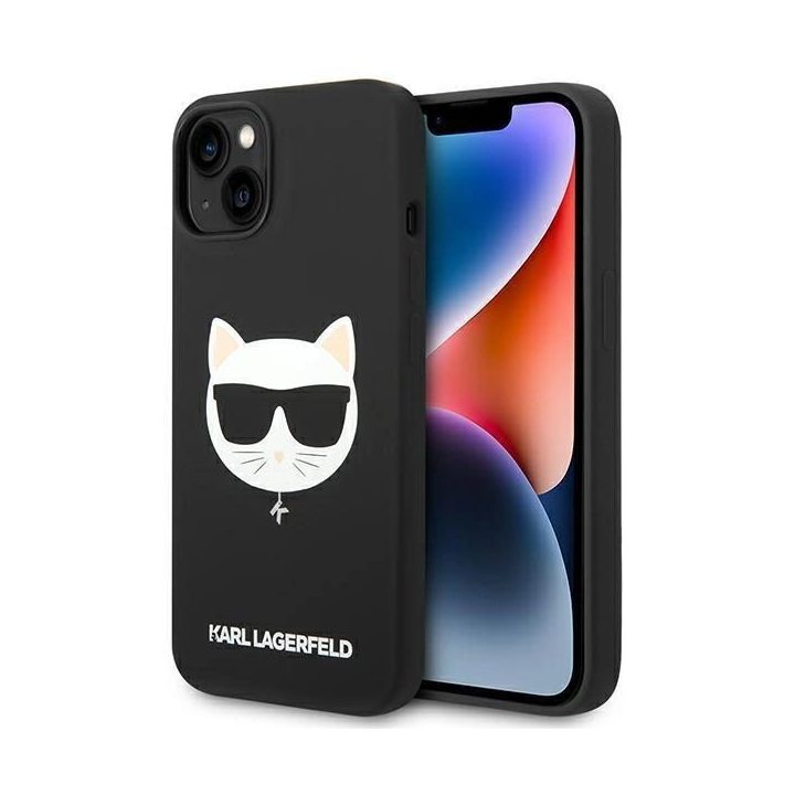 Karl Lagerfeld KLHMP14MSLCHBK iPhone 14 Plus 6.7 deklas juodas / juodas Silikoninis Choupette Head Magsafe