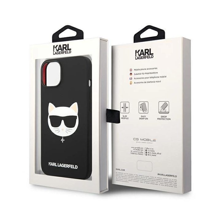 Karl Lagerfeld KLHMP14MSLCHBK iPhone 14 Plus 6.7 deklas juodas / juodas Silikoninis Choupette Head Magsafe