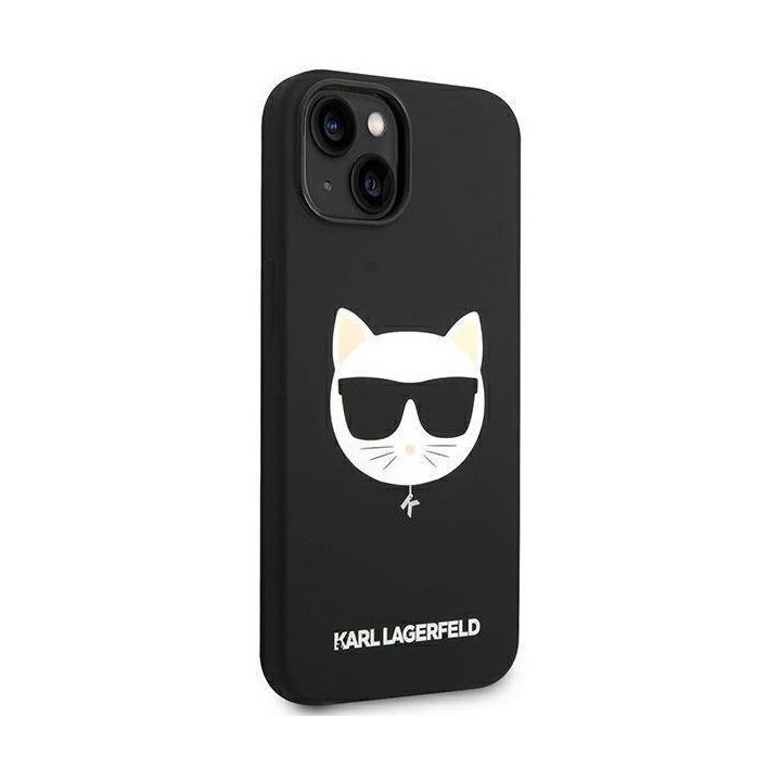 Karl Lagerfeld KLHMP14MSLCHBK iPhone 14 Plus 6.7 deklas juodas / juodas Silikoninis Choupette Head Magsafe