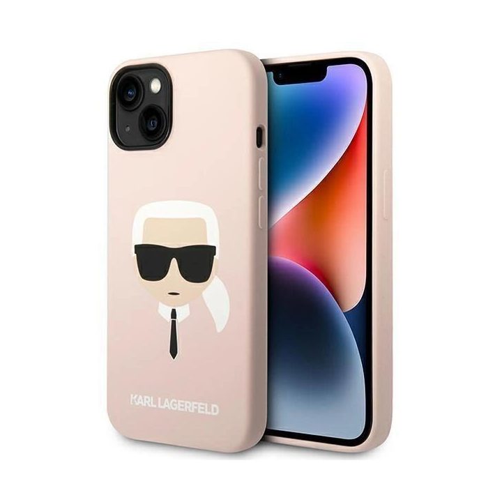 Karl Lagerfeld KLHMP14MSLKHLP iPhone 14 Plus 6,7 deklas šviesiai rožinis silikoninis Karl`s Head Magsafe
