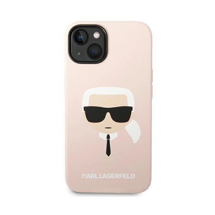 Karl Lagerfeld KLHMP14MSLKHLP iPhone 14 Plus 6,7 deklas šviesiai rožinis silikoninis Karl`s Head Magsafe