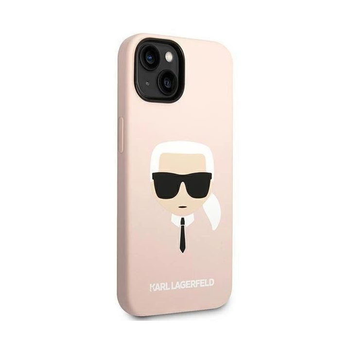 Karl Lagerfeld KLHMP14MSLKHLP iPhone 14 Plus 6,7 deklas šviesiai rožinis silikoninis Karl`s Head Magsafe