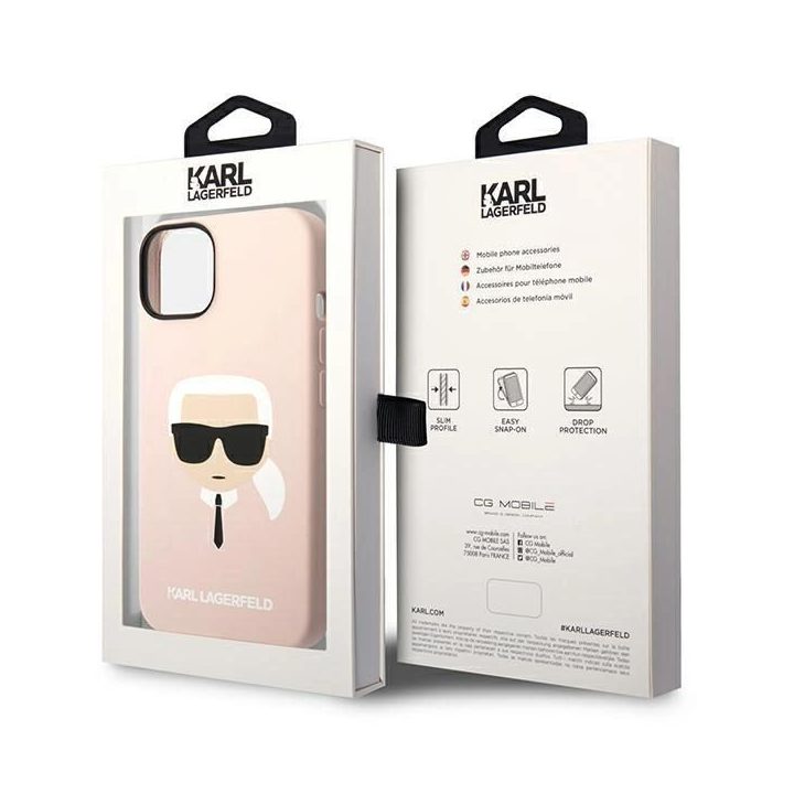 Karl Lagerfeld KLHMP14MSLKHLP iPhone 14 Plus 6,7 deklas šviesiai rožinis silikoninis Karl`s Head Magsafe
