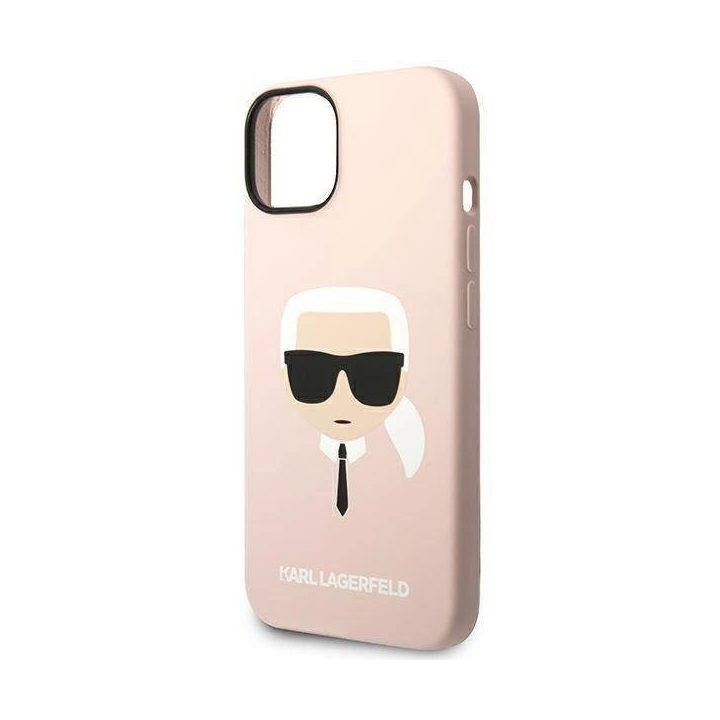Karl Lagerfeld KLHMP14MSLKHLP iPhone 14 Plus 6,7 deklas šviesiai rožinis silikoninis Karl`s Head Magsafe