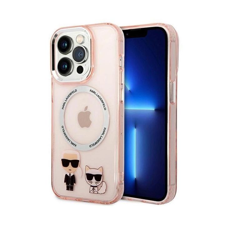 Karl Lagerfeld KLHMP14XHHHKCP iPhone 14 Pro Max 6.7 deklas rožinis / rožinis Karl & Choupette Aluminum Magsafe