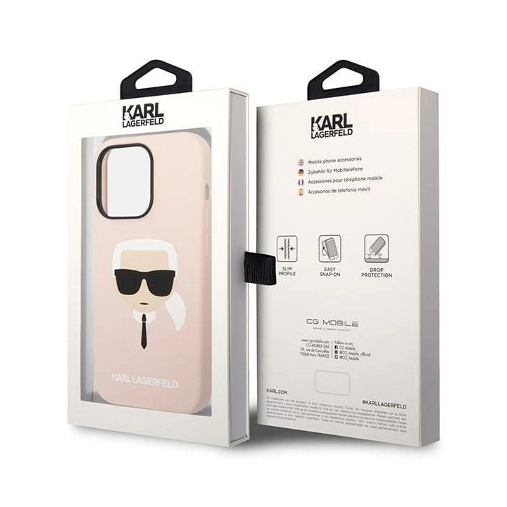 Karl Lagerfeld KLHMP14XSLKHLP iPhone 14 Pro Max 6.7 deklas šviesiai rožinis / šviesiai rožinis Silikoninis Karl`s Head Magsafe