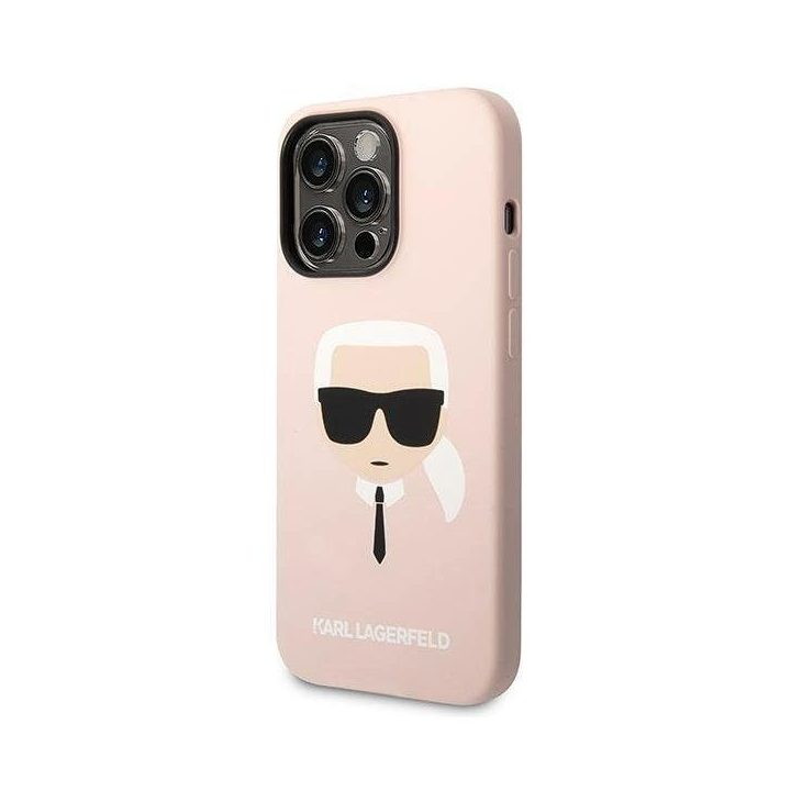Karl Lagerfeld KLHMP14XSLKHLP iPhone 14 Pro Max 6.7 deklas šviesiai rožinis / šviesiai rožinis Silikoninis Karl`s Head Magsafe