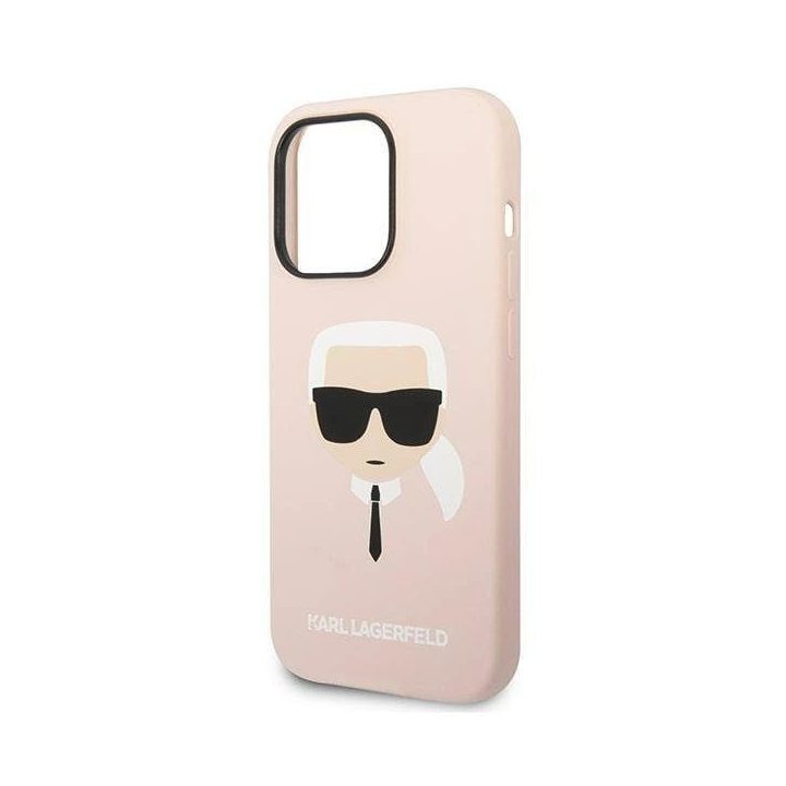 Karl Lagerfeld KLHMP14XSLKHLP iPhone 14 Pro Max 6.7 deklas šviesiai rožinis / šviesiai rožinis Silikoninis Karl`s Head Magsafe