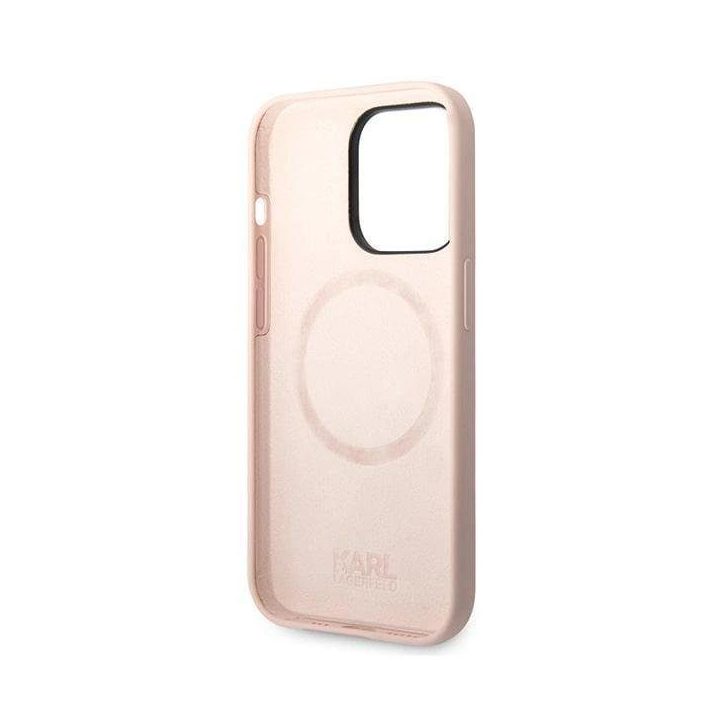 Karl Lagerfeld KLHMP14XSLKHLP iPhone 14 Pro Max 6.7 deklas šviesiai rožinis / šviesiai rožinis Silikoninis Karl`s Head Magsafe