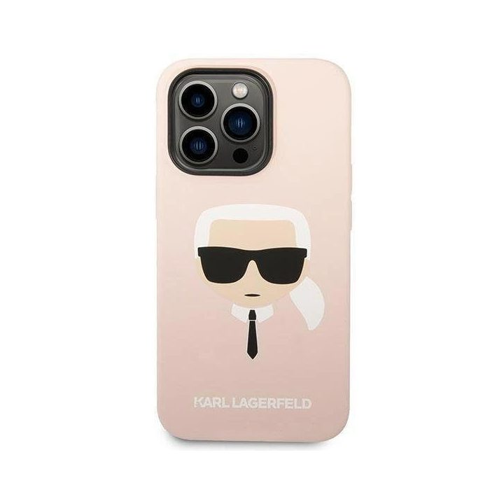 Karl Lagerfeld KLHMP14XSLKHLP iPhone 14 Pro Max 6.7 deklas šviesiai rožinis / šviesiai rožinis Silikoninis Karl`s Head Magsafe