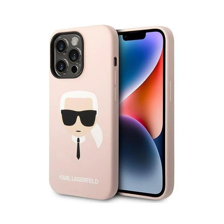 Karl Lagerfeld KLHMP14XSLKHLP iPhone 14 Pro Max 6.7 deklas šviesiai rožinis / šviesiai rožinis Silikoninis Karl`s Head Magsafe