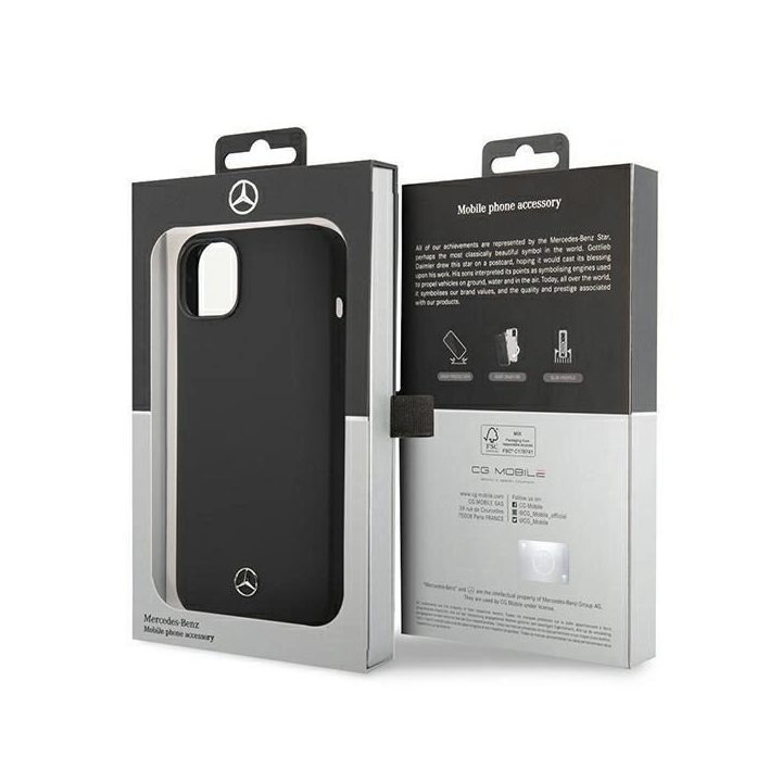 Mercedes silikoninis dėklas iPhone 14 Plus - juodas