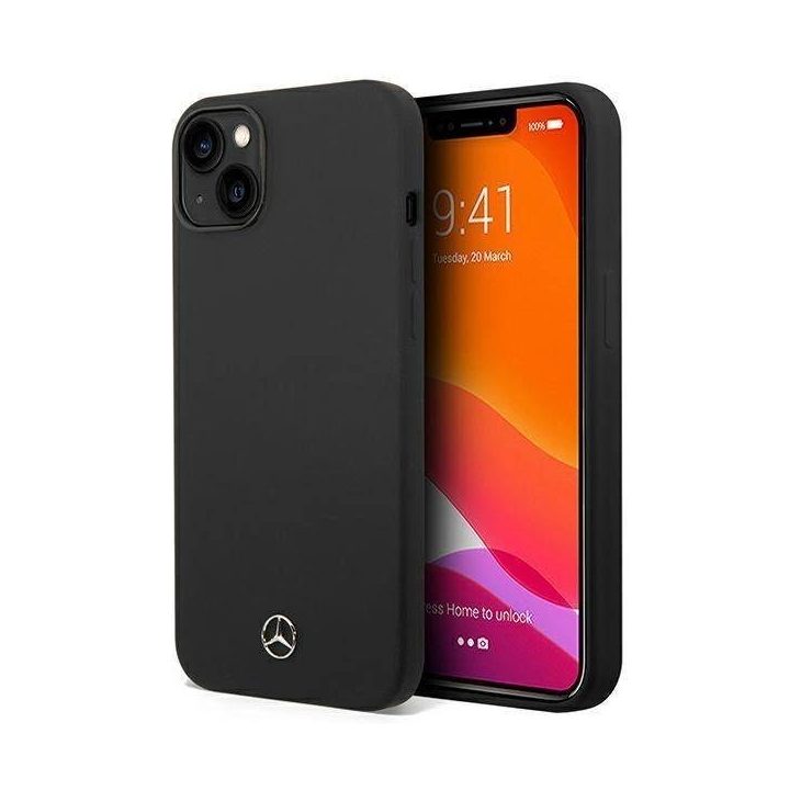 Mercedes silikoninis dėklas iPhone 14 Plus - juodas