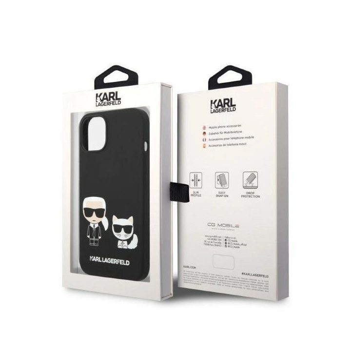 Karl Lagerfeld KLHMP14MSSKCK iPhone 14 Plus 6.7 deklas juodas / juodas Skystas silikonas Karl & Choupette Magsafe