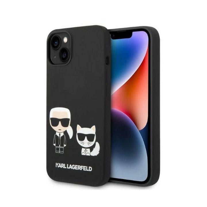 Karl Lagerfeld KLHMP14MSSKCK iPhone 14 Plus 6.7 deklas juodas / juodas Skystas silikonas Karl & Choupette Magsafe