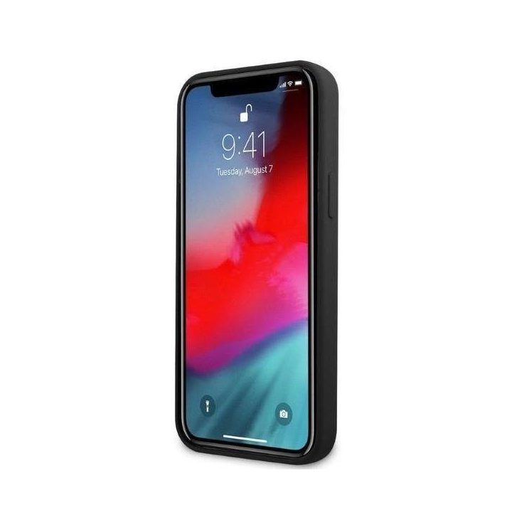 AMG silikoninis dėklas su dideliu logotipu, skirtas iPhone 12 Pro Max - juodas