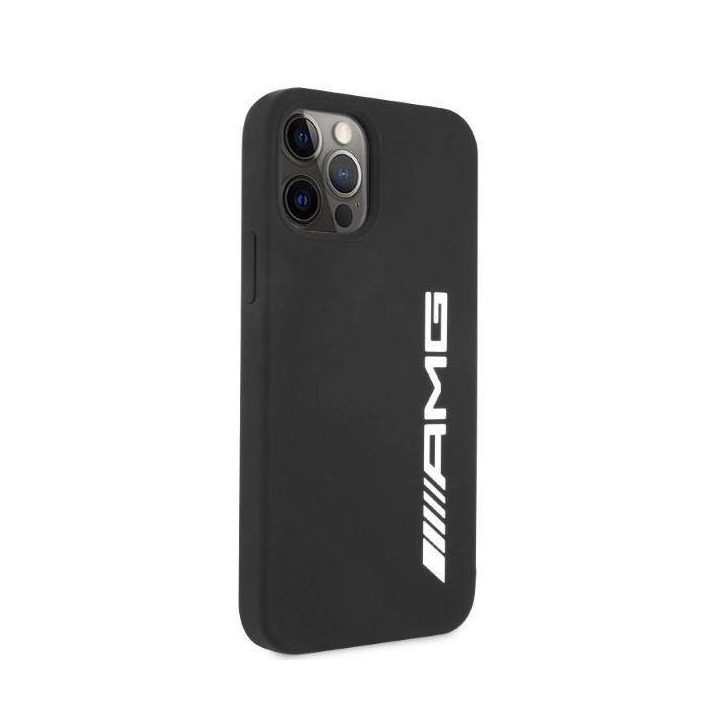 AMG silikoninis dėklas su dideliu logotipu, skirtas iPhone 12 Pro Max - juodas