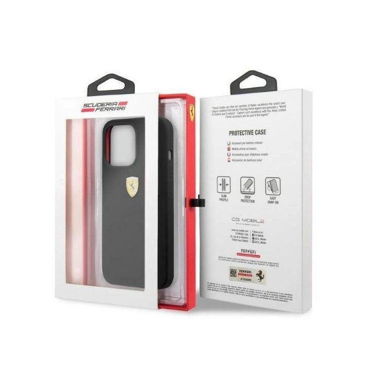 Ferrari FESSIHMP13LBK iPhone 13 Pro / 13 6.1 juodos/juodos spalvos deklas Silikoninis MagSafe