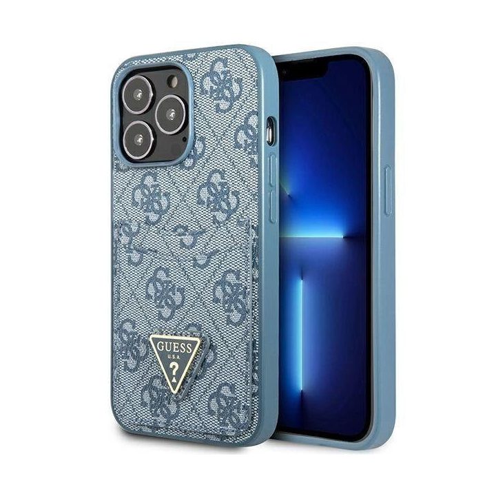 Guess 4G Triangle Logo Cardslot dėklas iPhone 13 Pro / 13 - mėlynas